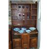 Image 1 : Early 20th Century Cotswold style oak dresser, the raised back fitted nine open shelves, the lowe...