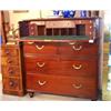 Image 1 : 19th Century mahogany campaign chest, the upper section with a reeded edge and fitted a secretair...