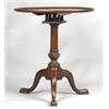 Image 1 : George III mahogany circular 'bird cage' wine table with snap dish top on tapered turned and carv...