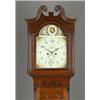 Image 1 : George III oak and mahogany crossbanded longcase clock, the hood with swan neck pediment and with...
