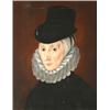 Image 1 : Early 18th Century oil on panel - Portrait of a lady wearing a black hat and white ruff, verso in...