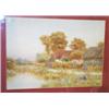 Image 1 : Curtius Duassut - Watercolour - Rural landscape with figure standing beside a cottage, ducks and...