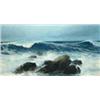 Image 1 : David James - 19th Century oil on canvas - Rough seascape with rocks in foreground, bears signatu...