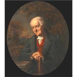 William Duffield - 19th Century oval oil on canvas - Study of a pensioner, stretcher inscribed, 4...