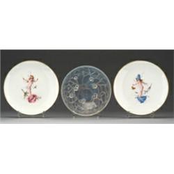Pair of late 19th Century Mintons porcelain dessert plates with painted decoration of flower fair...