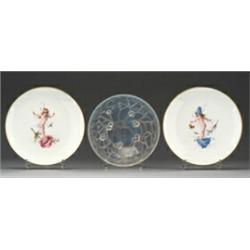 Pair of late 19th Century Mintons porcelain dessert plates with painted decoration of flower fair...