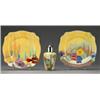 Image 1 : Two Clarice Cliff 'Delecia' pattern plates with poppies and pansies, 23cm diameter - see illustra...