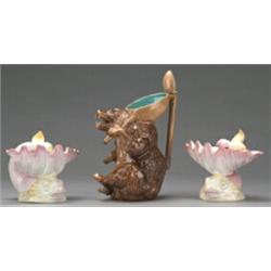 19th Century Wedgwood pearlware part dessert service with shaded pink decoration comprising dolph...