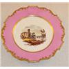 Image 1 : Set of six Daniel porcelain dessert plates with Shrewsbury pattern decoration within gilded pink...