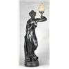 Image 1 : 19th Century black glazed terracotta figure of a classical maiden standing beside a dolphin, conv...