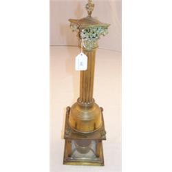 Pair of Victorian brass Corinthian column design cassolettes having square glazed burner compartm...