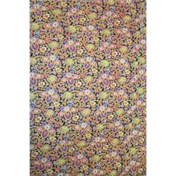 Victorian double sided printed cotton bedspread with allover tightly knit floral decoration, 238c...