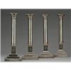 Image 1 : Set of four 19th Century Sheffield plate column candlesticks on three tiered stepped bases, 31cm...