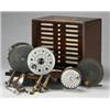 Image 1 : Hardy Bros 'Unique' type mahogany brass mounted fly cabinet with recessed brass handle, the inter...