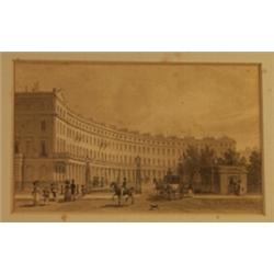 'Park Crescent, East Side', signed and dated 1828, verso inscribed, 9cm x 14.5cm - see illustrati...