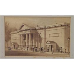 'Russell Institution, Great Coram Street', signed and dated 1827, verso inscribed 'Public Baths,...