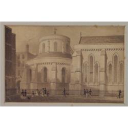 'Temple Church, as Restored', signed, verso inscribed, 9.5cm x 14.5cm Est.: £400 - £600...