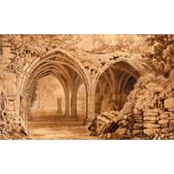 'Margam Church, Glamorganshire', 8.75cm x 14cm and 'Cloisters of Margam Abbey', 8.75cm x 14cm Est...