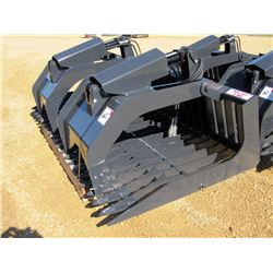 New Stout Rock Bucket/ Brush Grapple Combo HD72-3 Open-end w/ skid steer quick attach