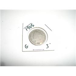 1905 Liberty "V" Nickel RFD Book Value $3+ *Nice Early GOOD Grade Nickel*