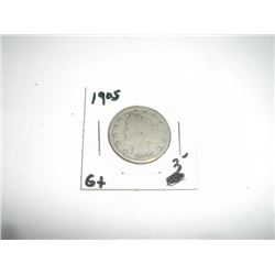 1905 Liberty "V" Nickel RFD Book Value $3+ *Nice Early GOOD Grade Nickel*