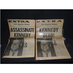 KENNEDY JOHN F. ASSASSINATION ON COVER 2 VERSIONS OF LA TIMES NEWSPAPER DATED NOVEMBER 22ND 1963