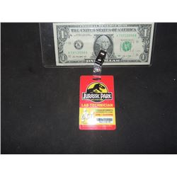 JURASSIC PARK ORIGINAL INGEN LAB TECHNICIAN EMPLOYEE BADGE