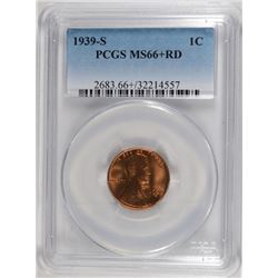 1939-S LINCOLN CENT, PCGS MS-66+ RED CHERRY!