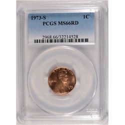 1973-S LINCOLN CENT, PCGS MS-66 RED  RARE!!
