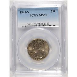 1941-S WASHINGTON QUARTER PCGS MS-65