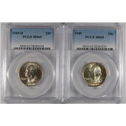 1949-P,D WASHINGTON QUARTERS PCGS MS-65