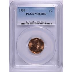 1950 LINCOLN CENT, PCGS MS-66 RED  SCARCE!
