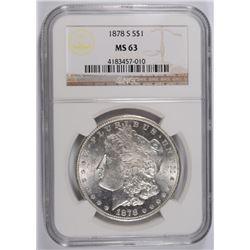 1878-S MORGAN SILVER DOLLAR, NGC MS-63