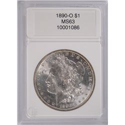 1890-O MORGAN SILVER DOLLAR, CCGS MS-63