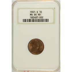 1921-S LINCOLN CENT NGC MS-64 RED (OLD HOLDER)