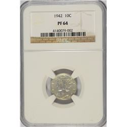 1942 PROOF MERCURY DIME NGC PF-64