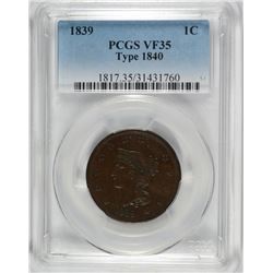 1839 LARGE CENT PCGS VF-35 (TYPE 1840)