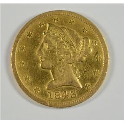 1843 $5 GOLD LIBERTY