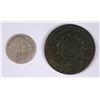 Image 2 : 1803 DRAPED BUST HALF CENT CORRODED VG, 1859 THREE CENT SILVER VG