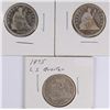 Image 1 : 3 SEATED LIBERTY QUARTERS: 1877-CC G, 1875 G, 1858 DAMAGED G