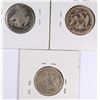Image 2 : 3 SEATED LIBERTY QUARTERS: 1877-CC G, 1875 G, 1858 DAMAGED G