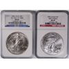 Image 1 : 1986 & 2002 NGC AMERICAN SILVER EAGLES MS 69