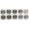 Image 2 : LOT OF ( 10 ) GEM BU 1943-D SILVER WAR NICKELS