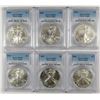Image 1 : 2002, 2003, 2004, 2005, 2006 & 2007 AMERICAN SILVER EAGLES, ALL PCGS MS-69!