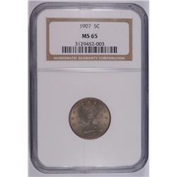 1907 LIBERTY "V" NICKEL, NGC MS-65