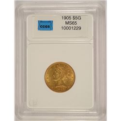 1905 $5.00 GOLD LIBERTY, CCGS MS-65
