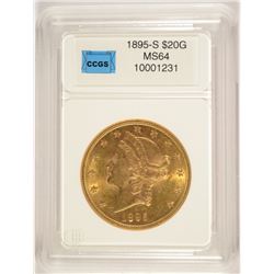 1895-S $20.00 GOLD LIBERTY, CCGS MS-64  SCARCE DATE