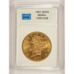 1907 $20.00 GOLD LIBERTY, CCGS MS-64+