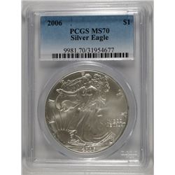 2006 AMERICAN SILVER EAGLE, PCGS MS-70 PERFECT!