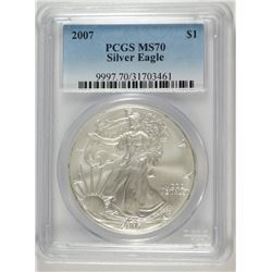 2007 AMERICAN SILVER EAGLE, PCGS MS-70 PERFECT!